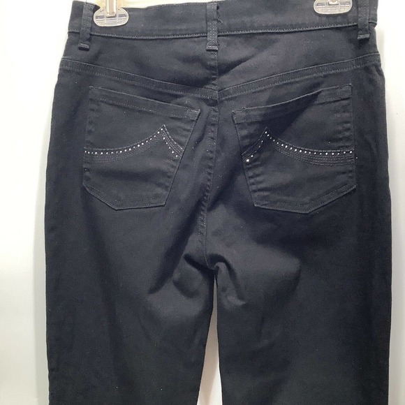 GLORIA Vanderbilt High Waist Amanda Jeans Sz 6 Stretch Denim Black Tapered Studs - Picture 2 of 8